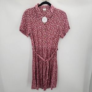 Anthropologie patrons of peace floral tie waist dress womens Medium mauve pink